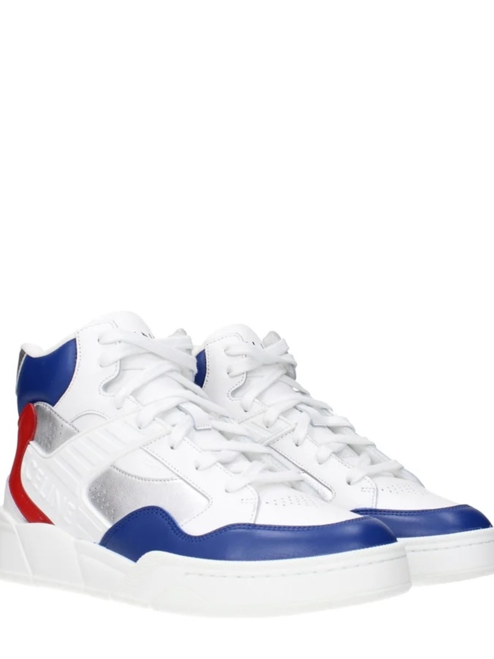 Celine Leather High-Top Sneaker white, red, and blue size 41 EU